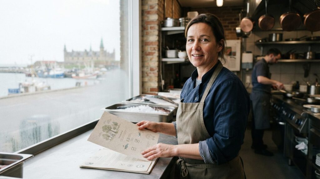 Professional environmental portrait of a restaurant manager